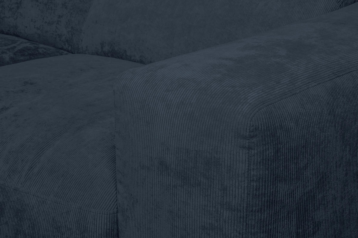 ECKSOFA HANNAH Blau Cord  - Blau/Schwarz, Design, Kunststoff/Textil (170/343cm) - MID.YOU