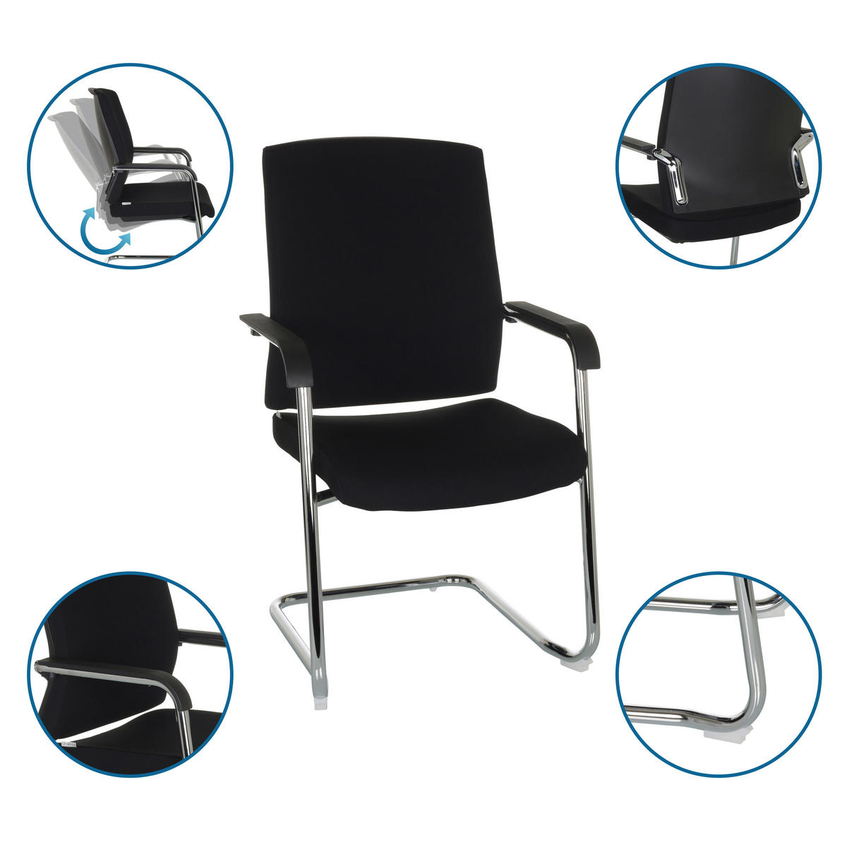 BESÖKSSTOL  i flatväv svart  - silver/svart, Basics, metall/textil (59/96/61cm) - MID.YOU