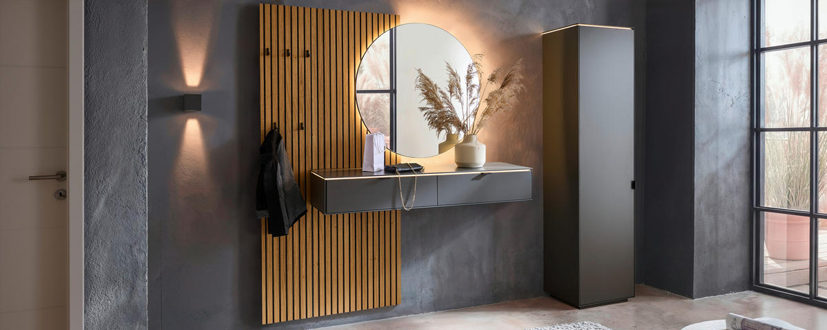 GARDEROBE  in 270,5/200/40 cm  - Anthrazit/Naturfarben, Design, Glas/Holz (270,5/200/40cm) - Dieter Knoll