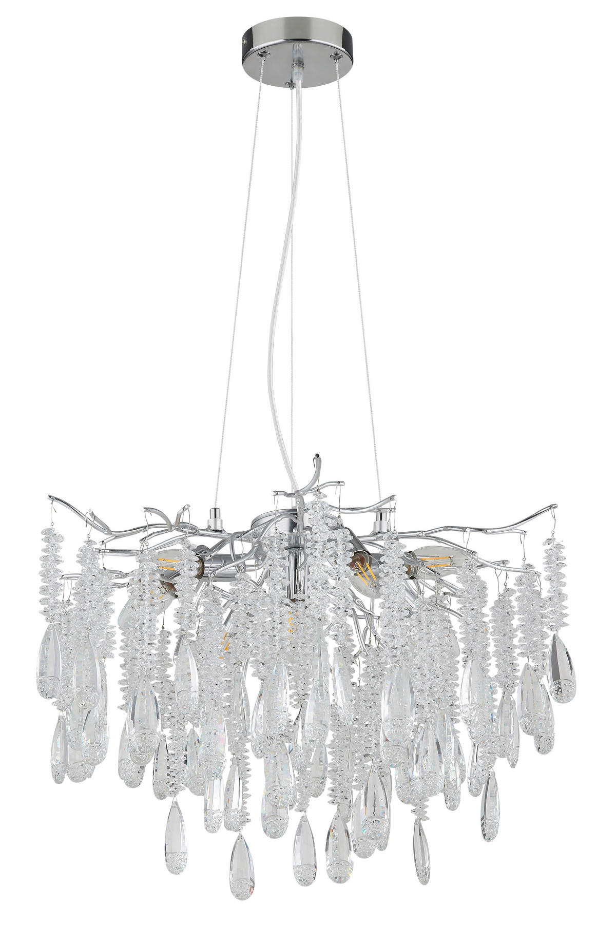 HÄNGELEUCHTE 60/120 cm  - Klar/Silberfarben, KONVENTIONELL, Glas/Kunststoff (60/120cm) - Globo