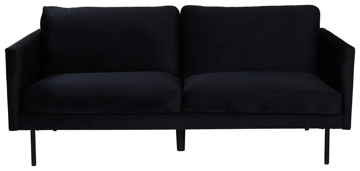 2-SITZER-SOFA in Samt Schwarz  - Schwarz, Design, Textil/Metall (180/78/80cm) - Livetastic