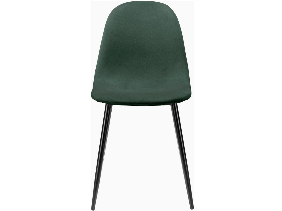 STUHL-SET 4 Stück  in Stahl Velours Metall, Textil  - Dunkelgrün/Schwarz, Design, Textil/Metall (44/87/51cm) - MID.YOU