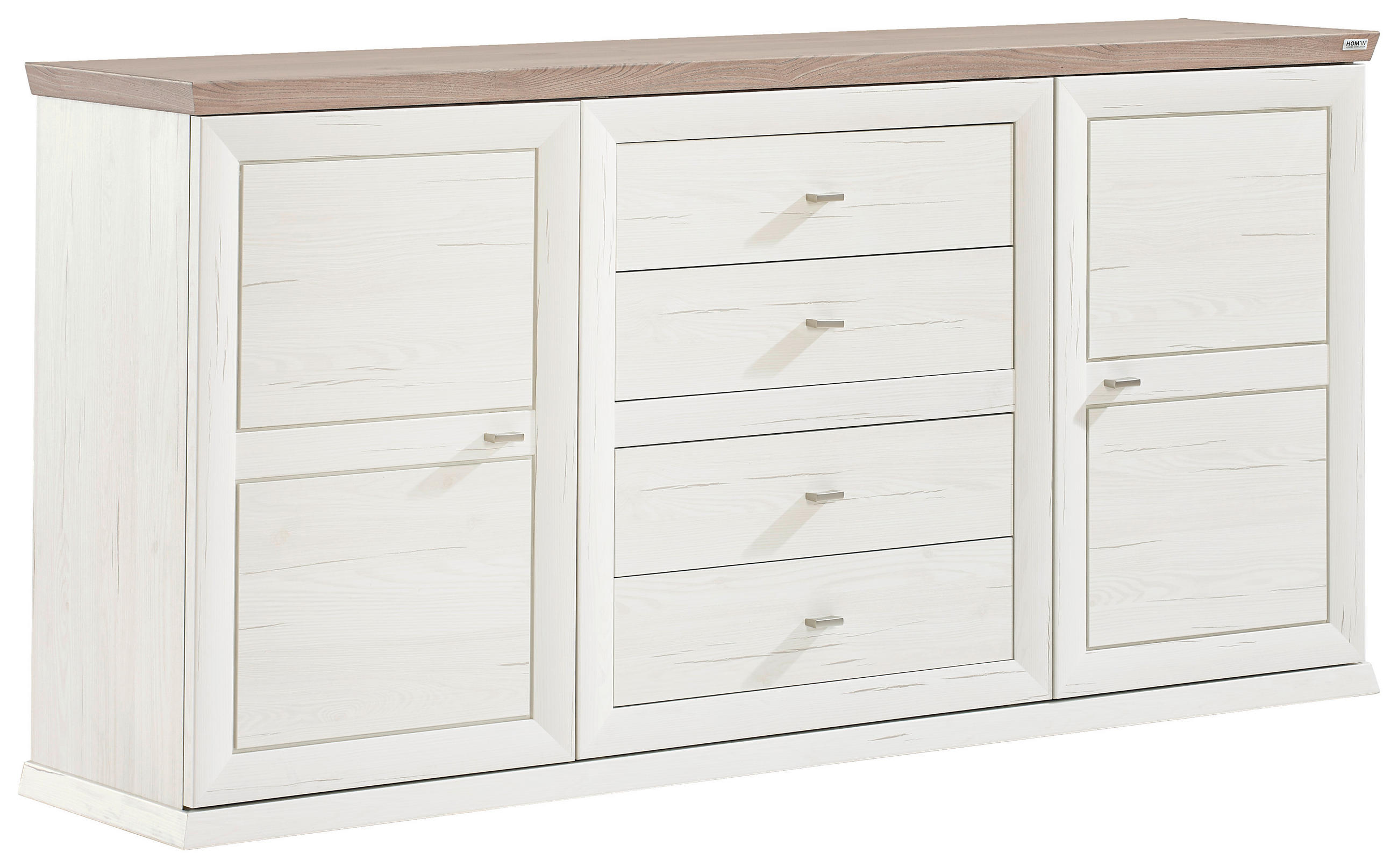 SIDEBOARD  in 180/89/43 cm  - Weiß/Grau, LIFESTYLE, Holzwerkstoff/Metall (180/89/43cm) - Hom`in