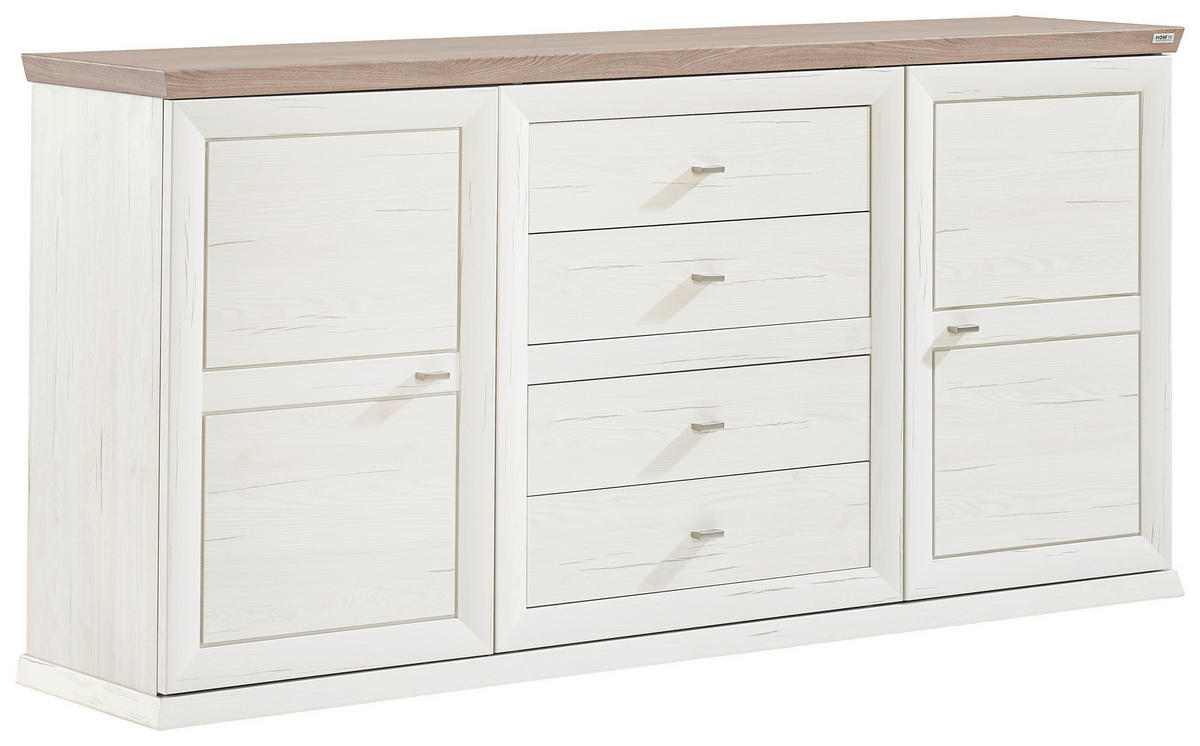 SIDEBOARD  in 180/89/43 cm  - Weiß/Grau, LIFESTYLE, Holzwerkstoff/Metall (180/89/43cm) - Hom`in
