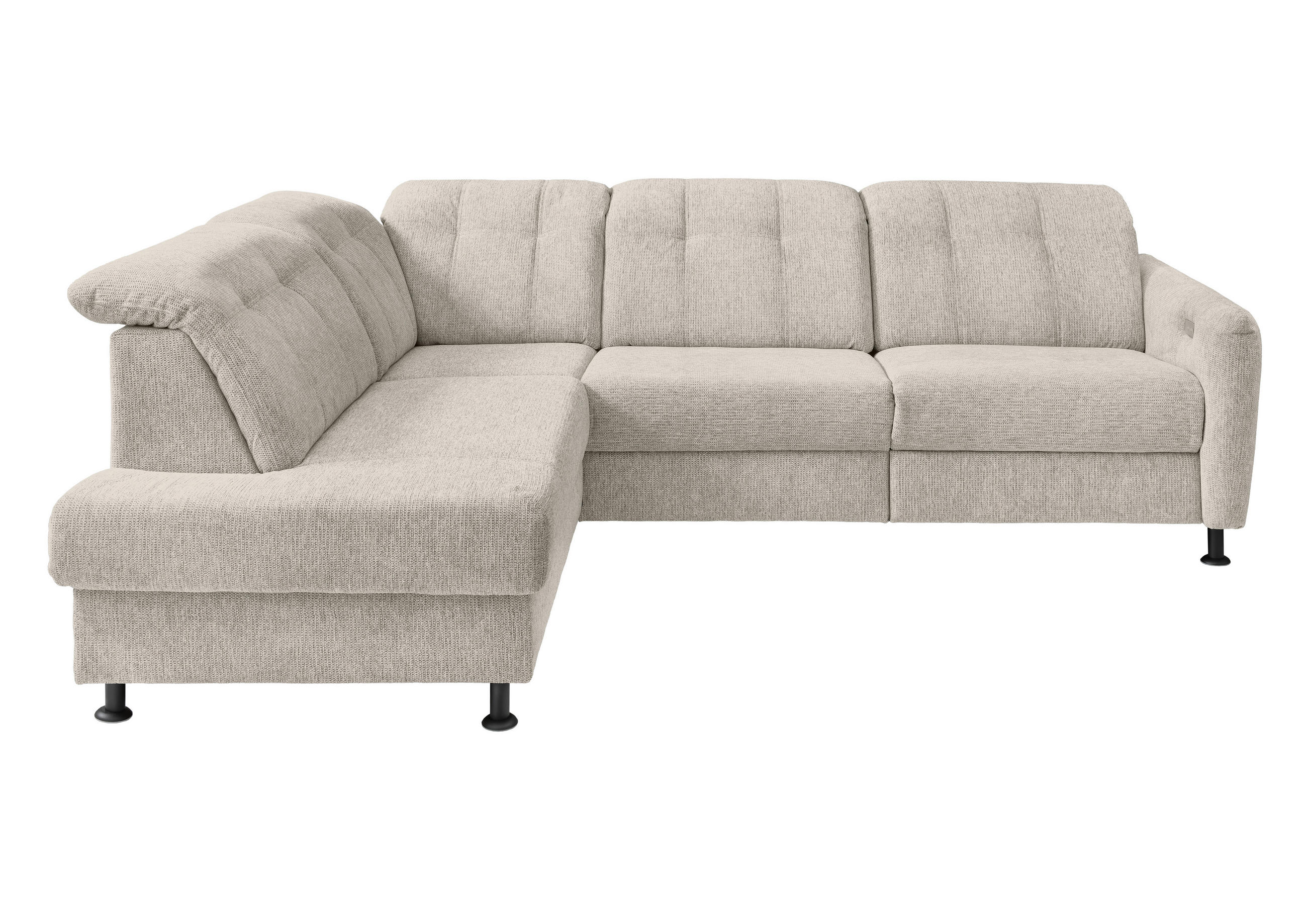 ECKSOFA in Chenille Beige  - Beige/Schwarz, Modern, Textil/Metall (198/270cm) - Livetastic