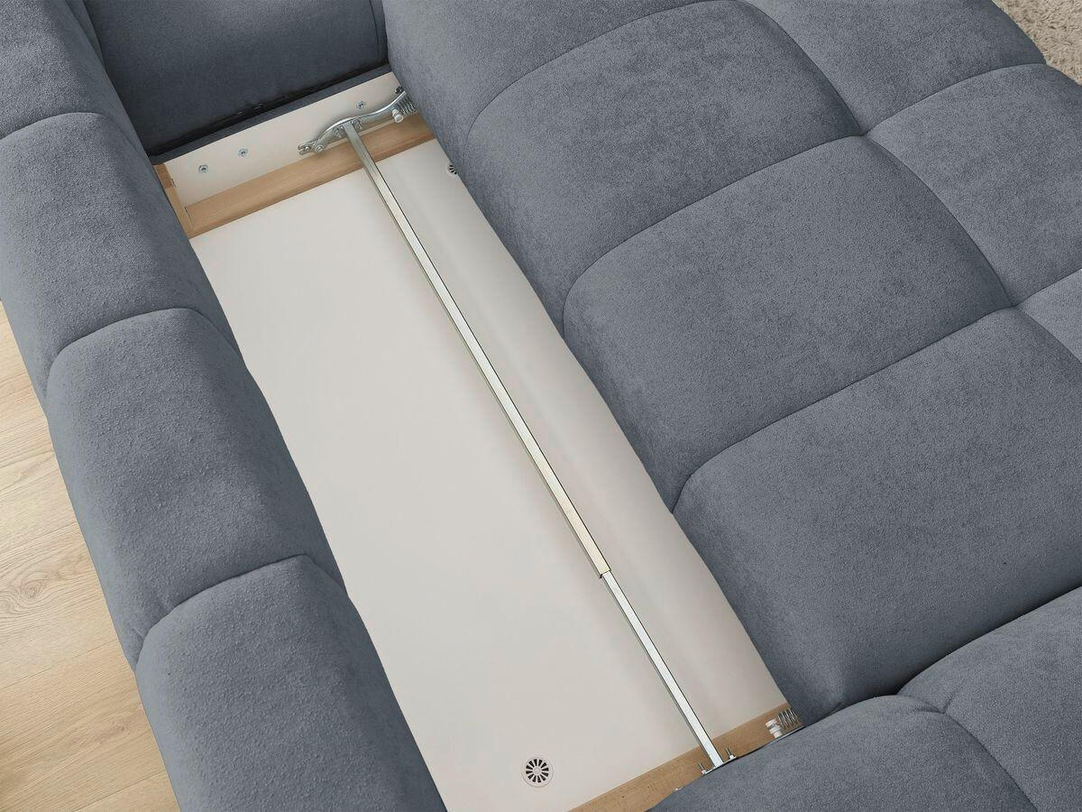 ECKSCHLAFSOFA EVEREST  mit Rücken echt, Armteil links, Armteil rechts Struktur Dunkelblau  - Schwarz/Dunkelblau, MODERN, Kunststoff/Textil (318/180cm) - Livetastic