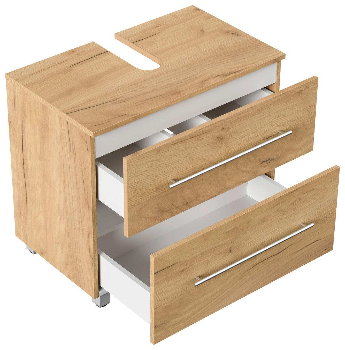 WASCHBECKENUNTERSCHRANK 70/63/41,6 cm  - Eichefarben/Silberfarben, MODERN, Holzwerkstoff/Metall (70/63/41,6cm) - MID.YOU