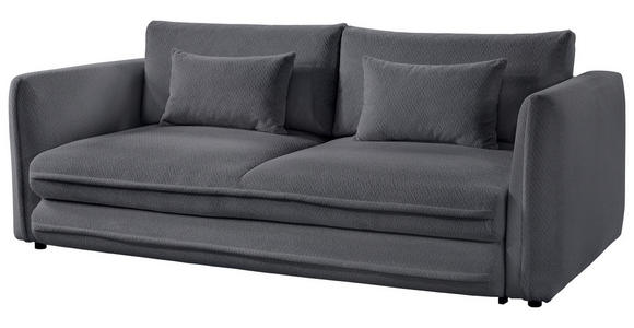 SCHLAFSOFA Struktur Dunkelgrau Zierkissen, Rückenkissen, Bettkasten, Schlaffunktion, Rücken echt, Liegefläche im Originalstoff  - Dunkelgrau/Schwarz, KONVENTIONELL, Kunststoff/Textil (237/94/117cm) - Carryhome