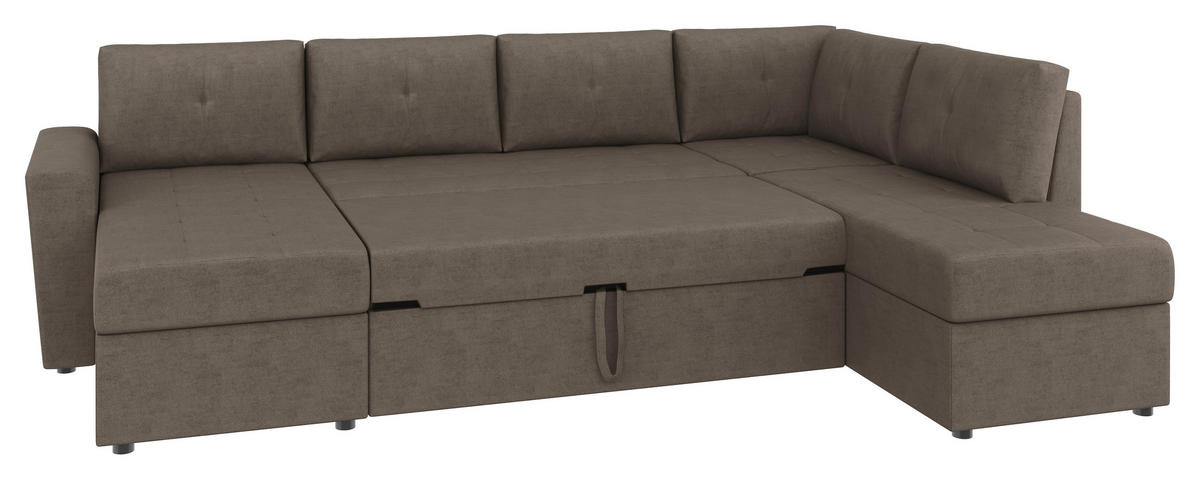 WOHNLANDSCHAFT TERMOLI Taupe Jacquard  - Taupe/Schwarz, Design, Kunststoff/Textil (155/297/212cm) - MID.YOU