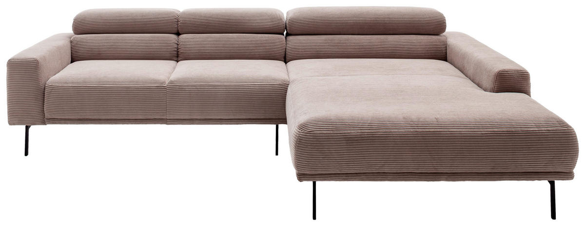 ECKSOFA  in Cord Taupe  293/215-217 cm  - Taupe/Schwarz, Design, Textil/Metall (293/215-217cm) - Schöner Wohnen