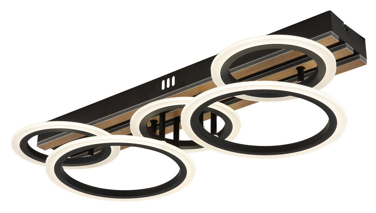 LED-DECKENLEUCHTE 74,5/25/11,5 cm   - Dunkelbraun/Schwarz, Natur, Holzwerkstoff/Kunststoff (74,5/25/11,5cm) - Globo