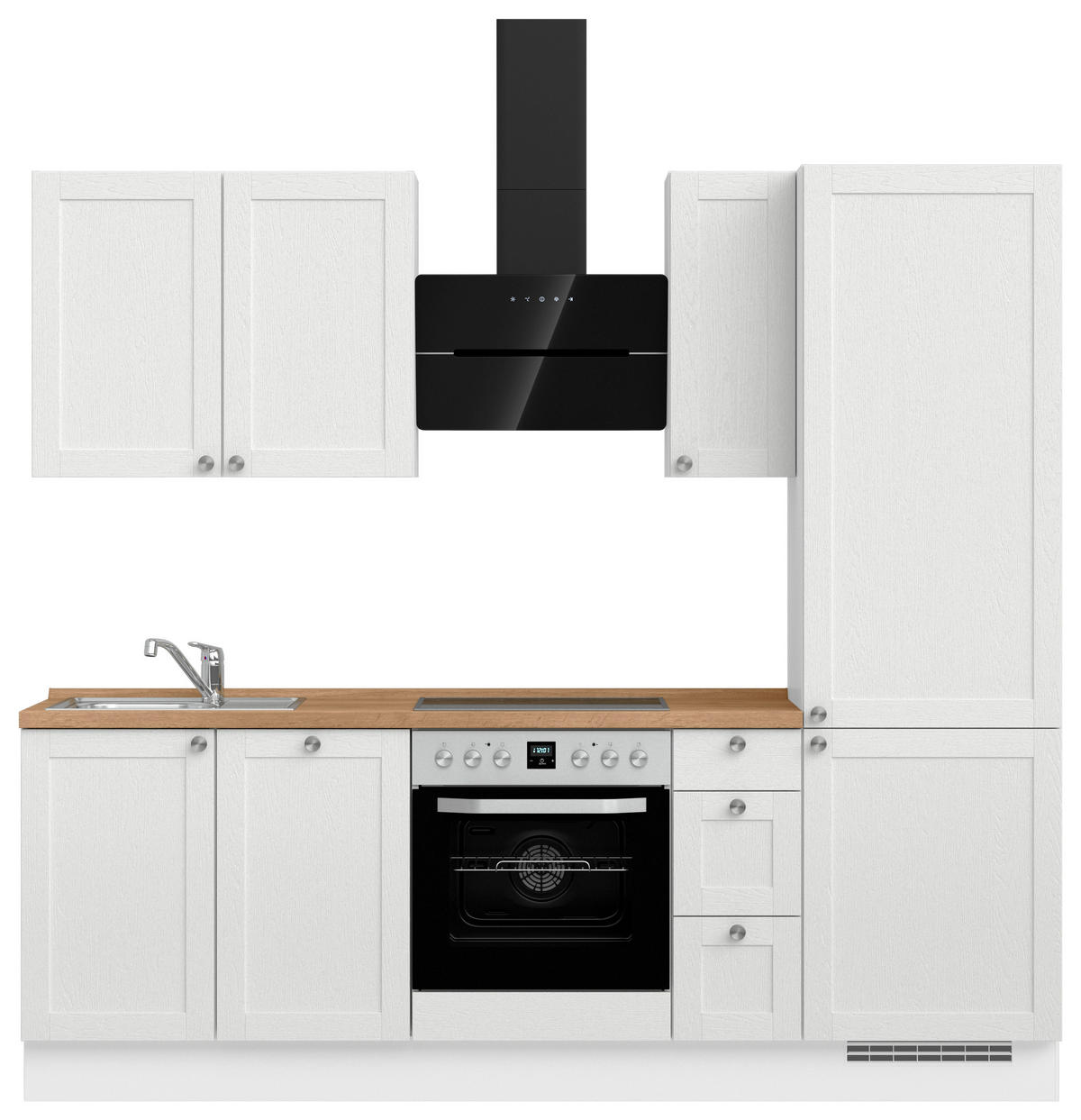 KÜCHENBLOCK Frame 240 cm  in Weiß, Eichefarben  - Edelstahlfarben/Eichefarben, MODERN, Holzwerkstoff/Metall (240cm) - Nobilia