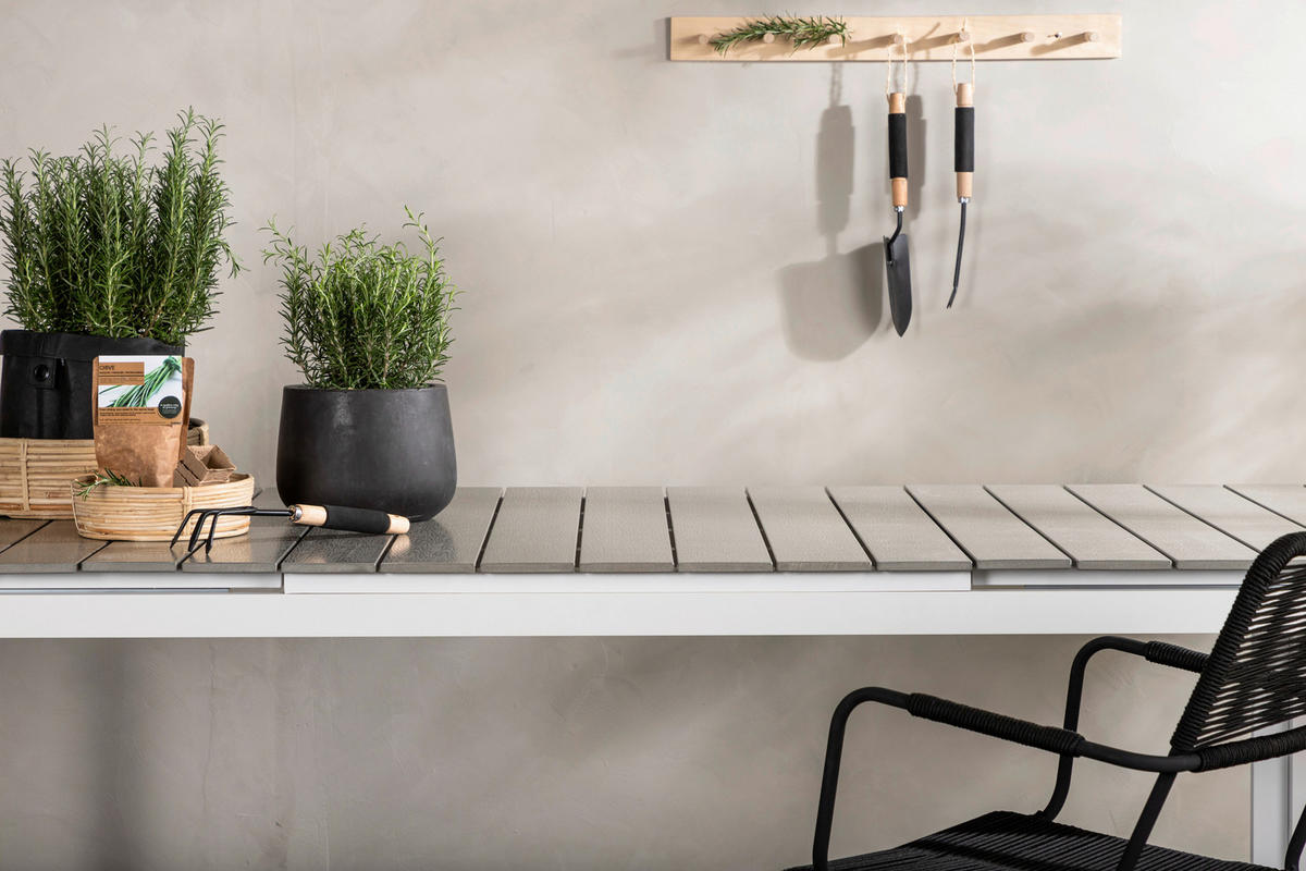 GARTENTISCH Metall Grau, Weiß rechteckig  - Weiß/Grau, KONVENTIONELL, Metall (229/100/75cm) - Gardenson