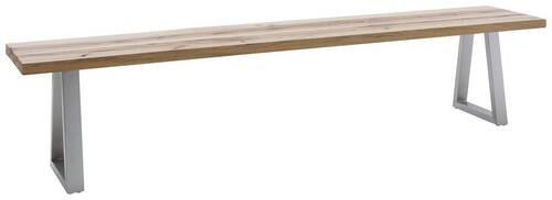 SITZBANK 180/45/40 cm Edelstahlfarben, Wildeiche Wildeiche  - Wildeiche/Edelstahlfarben, ROMANTIK / LANDHAUS, Holz/Metall (180/45/40cm) - Waldwelt