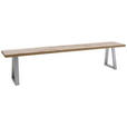 SITZBANK 180/45/40 cm Edelstahlfarben, Wildeiche Wildeiche  - Wildeiche/Edelstahlfarben, ROMANTIK / LANDHAUS, Holz/Metall (180/45/40cm) - Waldwelt