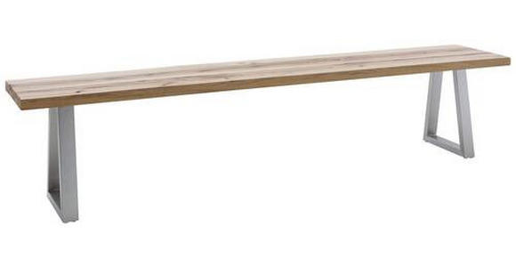 SITZBANK 180/45/40 cm Edelstahlfarben, Wildeiche Wildeiche  - Wildeiche/Edelstahlfarben, ROMANTIK / LANDHAUS, Holz/Metall (180/45/40cm) - Waldwelt
