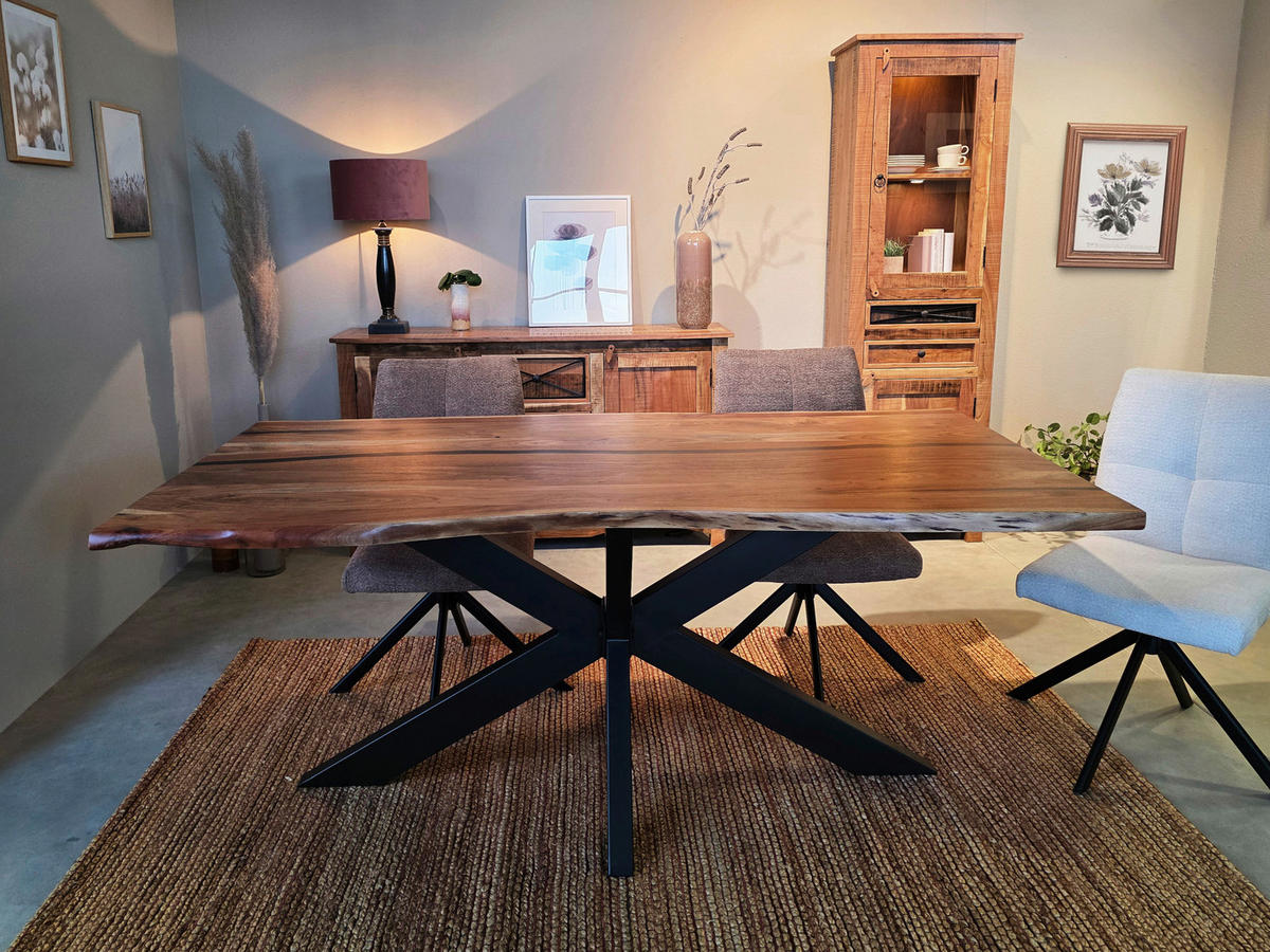 ESSTISCH in Holz 220/100/76 cm  - Schwarz/Akaziefarben, LIFESTYLE, Holz/Metall (220/100/76cm) - Livetastic