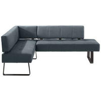 ECKBANK 165/227 cm Mikrofaser Schwarz, Dunkelblau, Blaugrau   - Blaugrau/Schwarz, Design, Textil/Metall (165/227cm) - Moderano