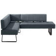 ECKBANK 165/227 cm Mikrofaser Schwarz, Dunkelblau, Blaugrau   - Blaugrau/Schwarz, Design, Textil/Metall (165/227cm) - Moderano