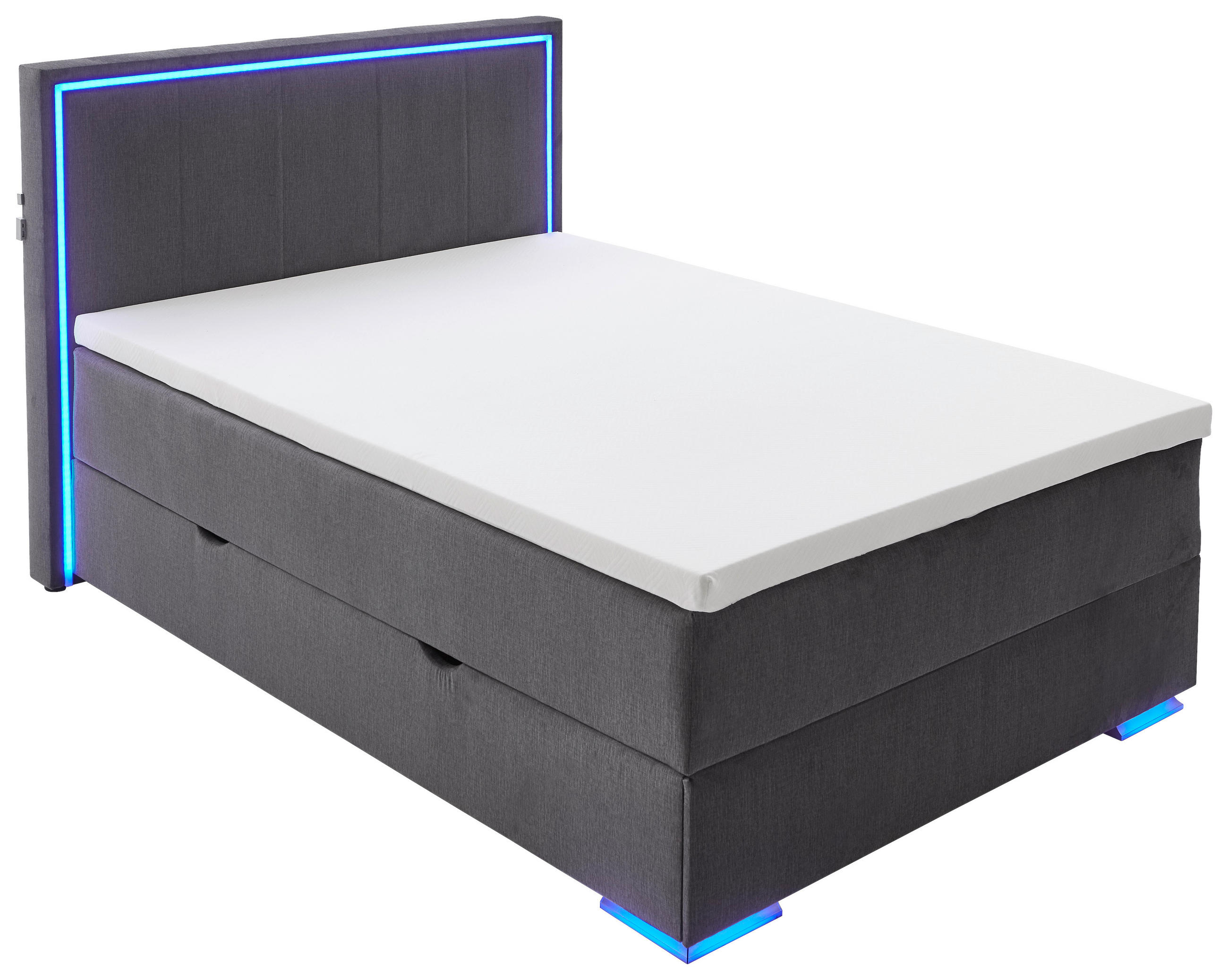 BOXSPRINGBETT 140/200 cm  in Anthrazit  - Chromfarben/Anthrazit, Design, Kunststoff/Textil (140/200cm) - Boxxx