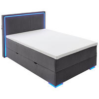 BOXSPRINGBETT 140/200 cm  in Anthrazit  - Chromfarben/Anthrazit, Design, Kunststoff/Textil (140/200cm) - Boxxx