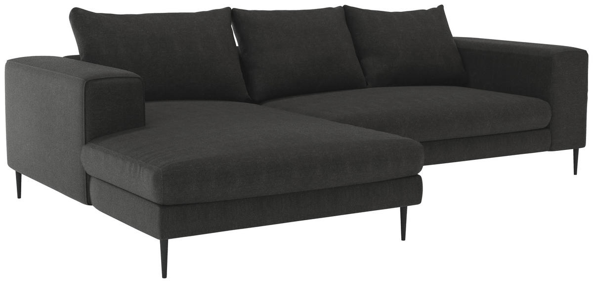 ECKSCHLAFSOFA in Struktur Graphitfarben  - Schwarz/Graphitfarben, Modern, Textil/Metall (170/295cm) - Trendmanufaktur