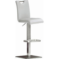 BARHOCKER Lederlook Weiß, Edelstahlfarben Edelstahl  - Edelstahlfarben/Weiß, Design, Textil/Metall (42/90-115/50cm) - Livetastic