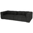 BIGSOFA  in Flachgewebe, Leinenoptik Anthrazit  - Anthrazit/Schwarz, Design, Textil/Metall (262/66/113cm) - Belluti