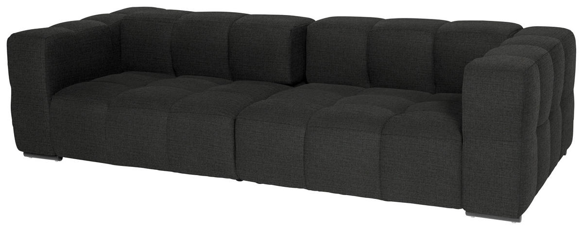 BIGSOFA  in Flachgewebe, Leinenoptik Anthrazit  - Anthrazit/Schwarz, Design, Textil/Metall (262/66/113cm) - Belluti