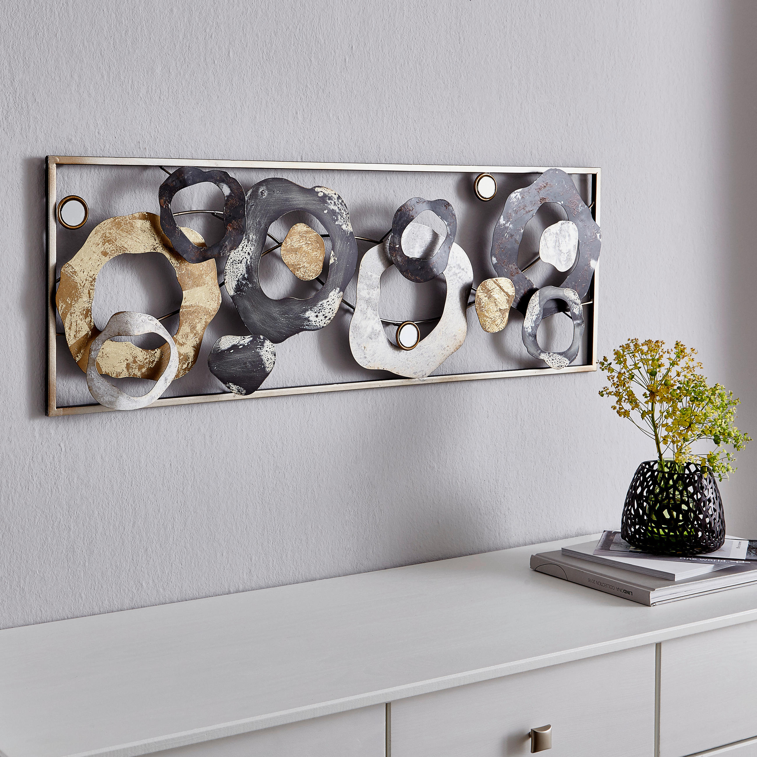 WANDDEKO Metall  - Multicolor, LIFESTYLE, Metall (89,5/31/4cm) - Ambia Home