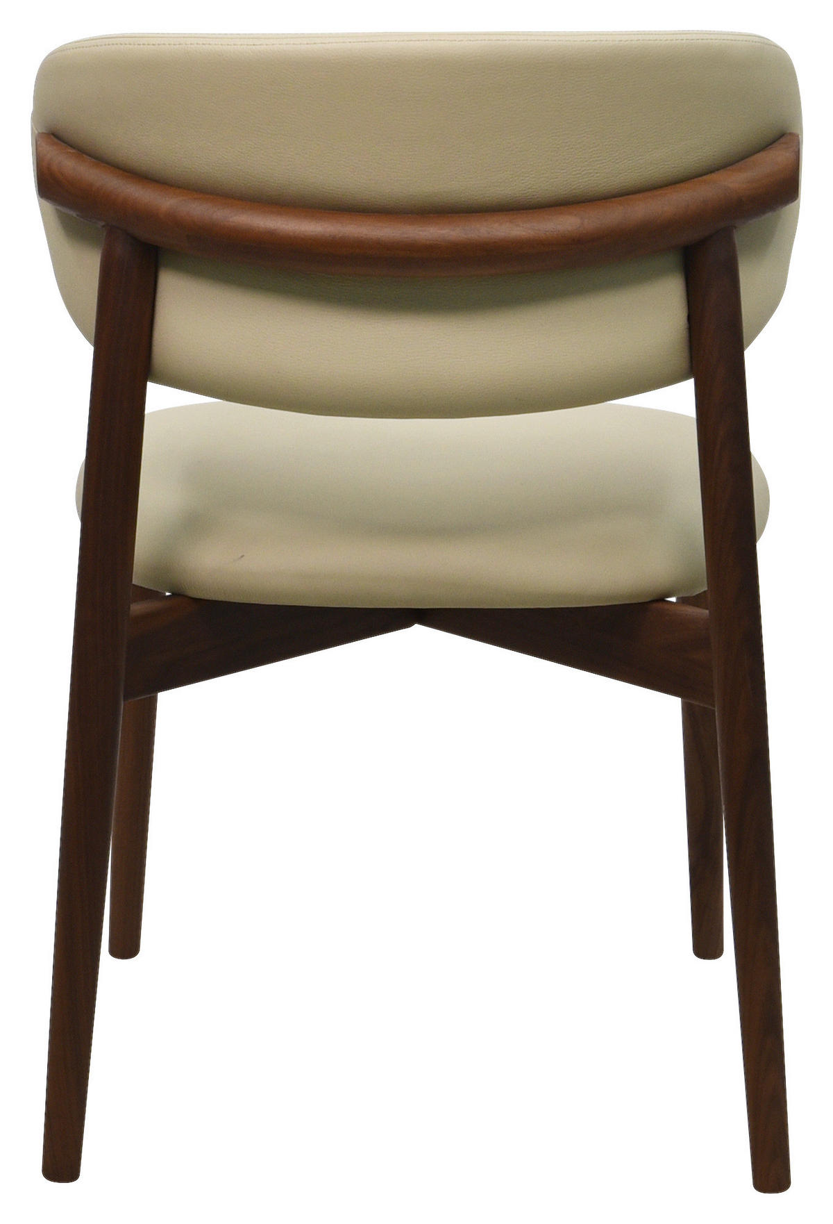 STUHL Echtleder Beige Walnuss vollmassiv  - Beige/Walnussfarben, MODERN, Leder/Holz (55/80/60cm) - Livetastic