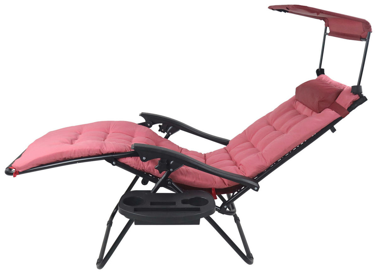 GARTENLIEGE 51/133/91 cm  - Rot, MODERN, Textil/Metall (51/133/91cm) - Gardenson