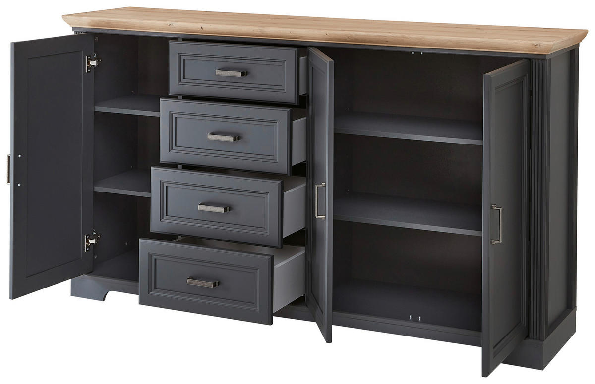 SIDEBOARD  182/102/41 cm 4 Schublade(n)  - Schwarz/Graphitfarben, Design, Holzwerkstoff/Metall (182/102/41cm) - Landscape