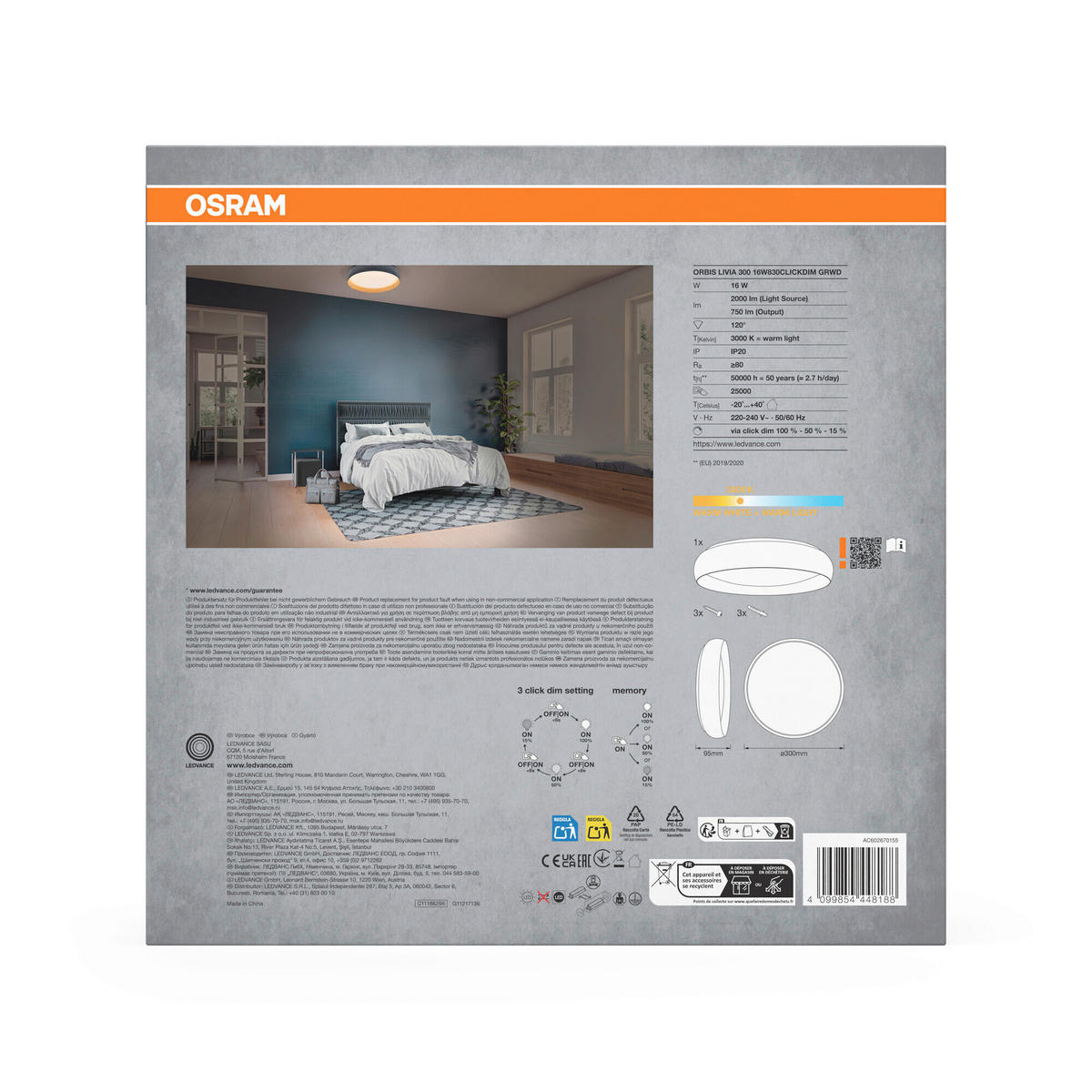 LED-DECKENLEUCHTE 30/9,5 cm   - Design, Kunststoff/Metall (30/9,5cm) - Osram