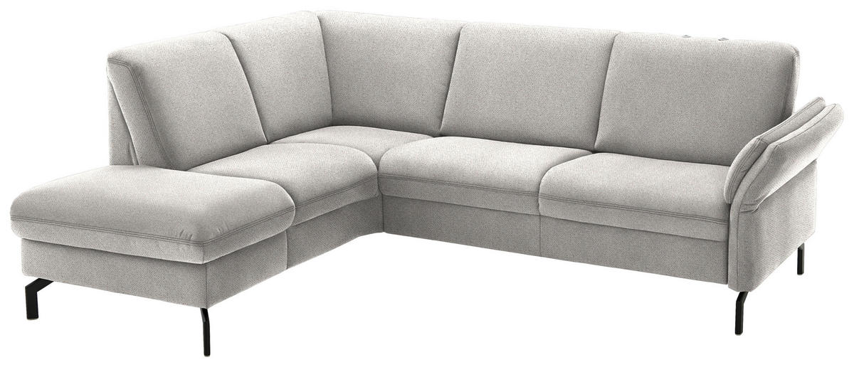 ECKSOFA in Flachgewebe Ecru  - Ecru/Schwarz, Konventionell, Textil/Metall (190/241cm) - Beldomo Comfort
