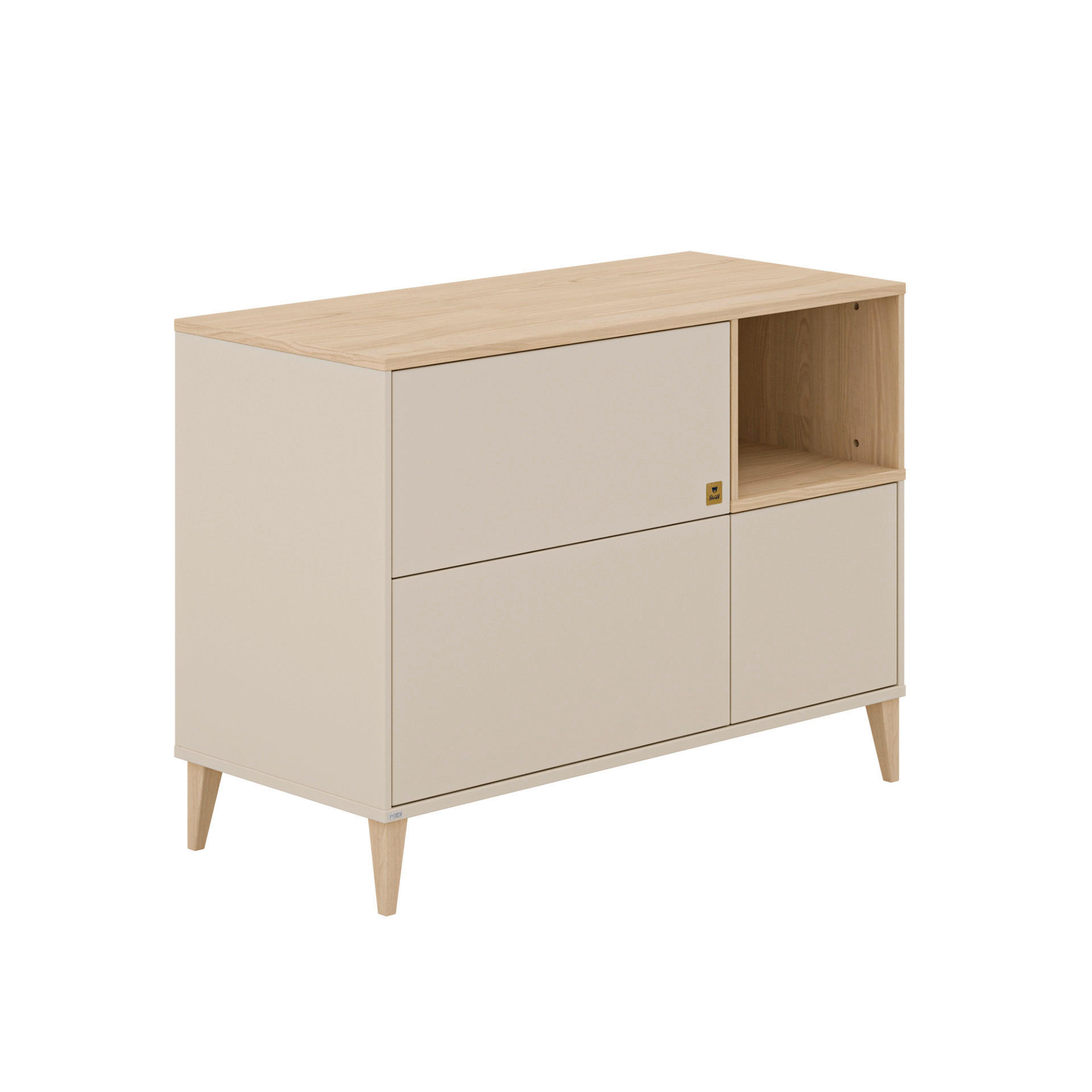 KOMMODE Mila & Ben, 129,4/94,4/58,2 cm, 2 Schublade(n)  - Beige/Buchefarben, Basics, Holzwerkstoff (129,4/94,4/58,2cm) - Paidi