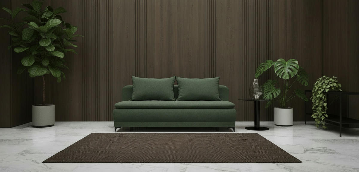 SCHLAFSOFA MOLISS in Flachgewebe Grün  - Schwarz/Grün, Basics, Textil/Metall (202/98/78cm) - Livetastic