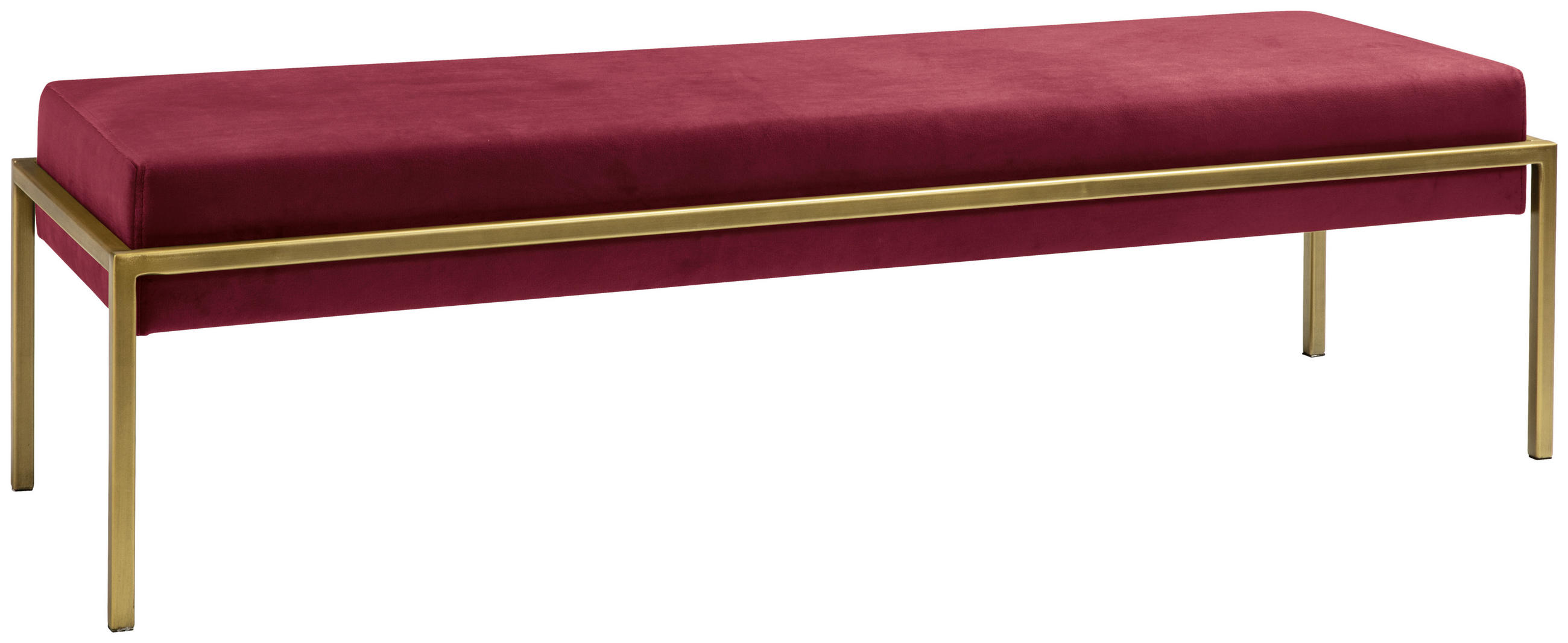 BETTBANK 144/38/44 cm   - Weinrot/Bronzefarben, Design, Textil/Metall (144/38/44cm) - Hasena