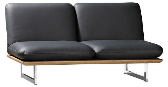 SCHLAFSOFA in Echtleder Schwarz - Chromfarben/Schwarz, Design, Leder/Holz (164/92/90cm) - Dieter Knoll