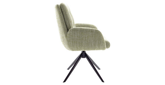 ARMLEHNSTUHL  Stoffauswahl, Typenauswahl, Sitzfläche 360° drehbar Webstoff  - Schwarz/Olivgrün, Design, Textil/Metall (66/95/74cm) - Novel
