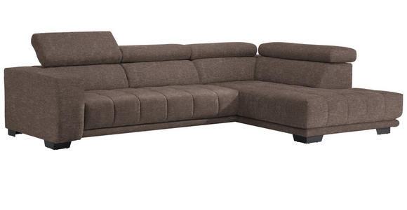 ECKSOFA in Mikrofaser Hellbraun  - Hellbraun/Schwarz, Design, Textil/Metall (301/207cm) - Xora