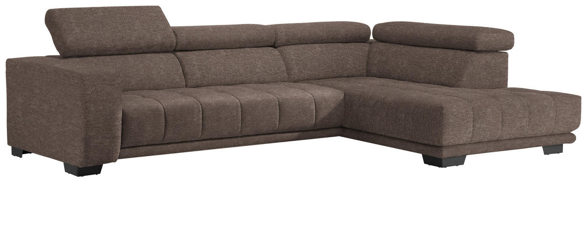 ECKSOFA in Mikrofaser Hellbraun  - Hellbraun/Schwarz, Design, Textil/Metall (301/207cm) - Xora