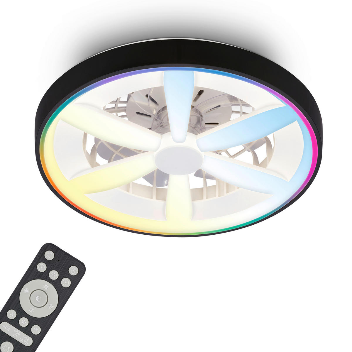 DECKENVENTILATOR 48./15 cm   - Schwarz/Weiß, Design, Kunststoff (48./15cm)