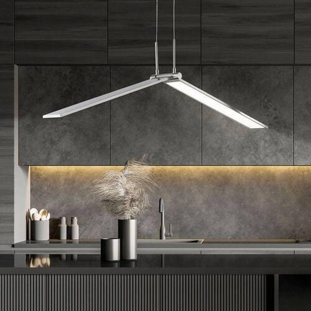 LED-HÄNGLAMPA 100/20/150 cm  - nickelfärgad, Design, metall (100/20/150cm) - Globo