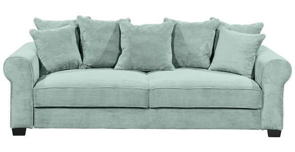 SCHLAFSOFA mit Stoffauswahl, Liegefunktion, Rücken echt Cord Salbeigrün - Salbeigrün/Schwarz, KONVENTIONELL, Kunststoff/Textil (247/95/125cm) - Hom`in