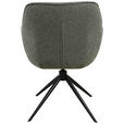 ARMLEHNSTUHL  Sitzfläche 360° drehbar, automatische Rückholfunktion Leinenoptik  - Schwarz/Grün, Design, Textil/Metall (64/84/61cm) - Novel