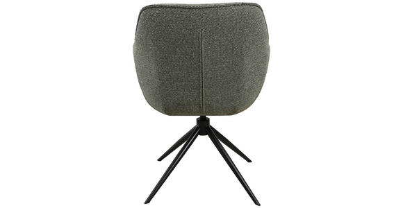 ARMLEHNSTUHL  Sitzfläche 360° drehbar, automatische Rückholfunktion Leinenoptik  - Schwarz/Grün, Design, Textil/Metall (64/84/61cm) - Novel