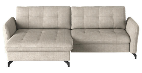 ECKSOFA in Flachgewebe, Leinenoptik Beige  170/242 cm  - Beige/Schwarz, Design, Textil/Metall (170/242cm) - Xora