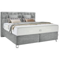 BOXSPRINGBETT 180/200 cm  in Grau  - Silberfarben/Grau, Konventionell, Textil/Metall (180/200cm) - Ambiente