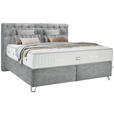 BOXSPRINGBETT 180/200 cm  in Grau  - Silberfarben/Grau, KONVENTIONELL, Textil/Metall (180/200cm) - Ambiente